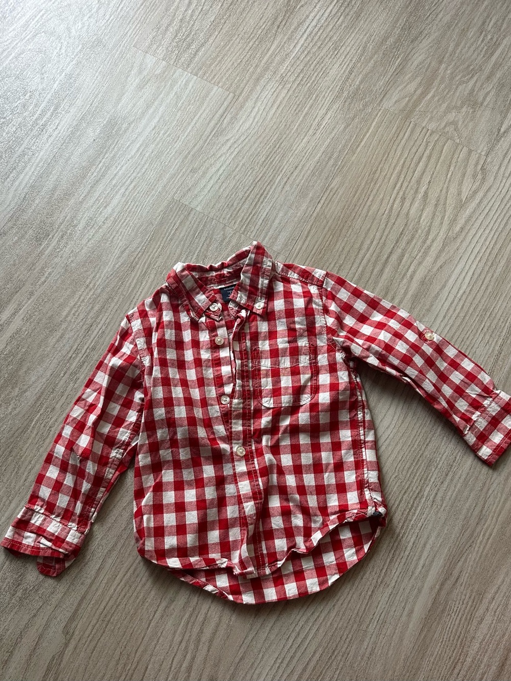 GAP Red and White Gingham Button-Down Shirt